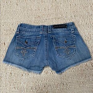 Rock Revival Scarlett Blue Denim Shorts with Embellished Details